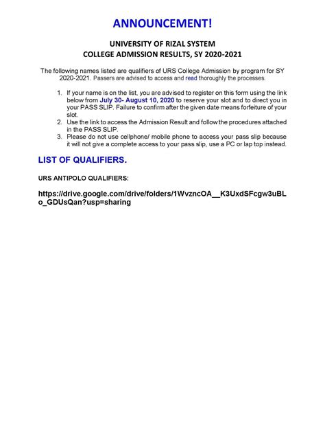 urs pass slip|ANNOUNCEMENT! .